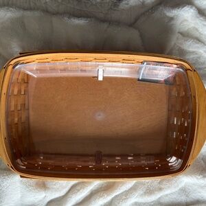 Longaberger serving tray with handles and hard plastic liner